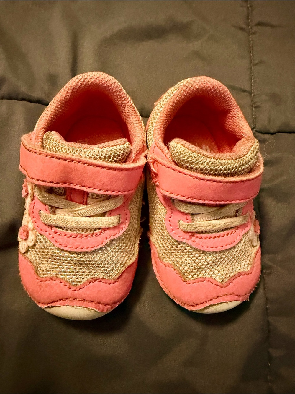 Stride Rite Girls' Coral and Beige Mesh Baby Sneakers 4M